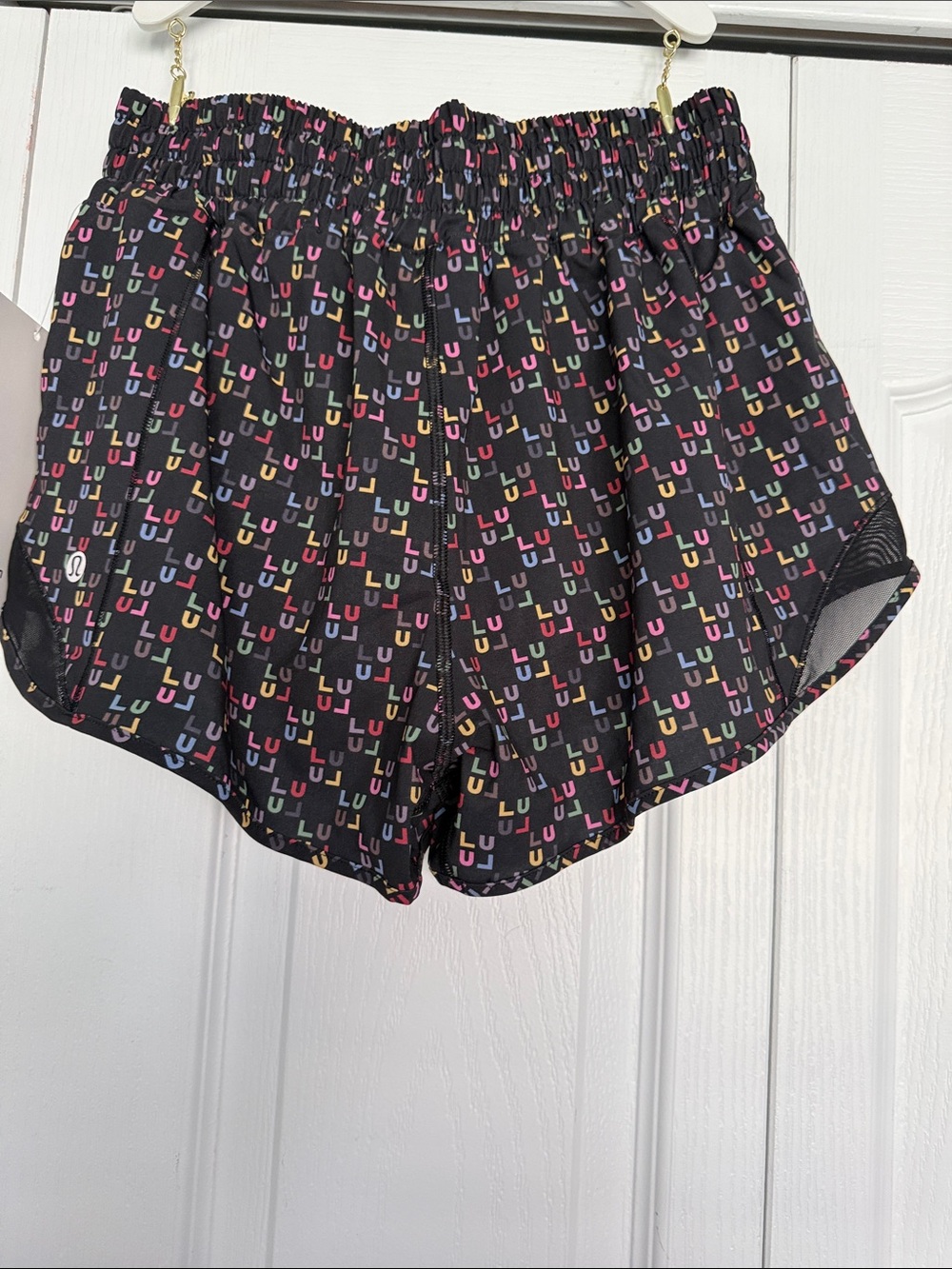 lululemon athletica Hotty Hot HR Short 2.5” Lined in the Multi Color Logo & BLK - Picture 6 of 10
